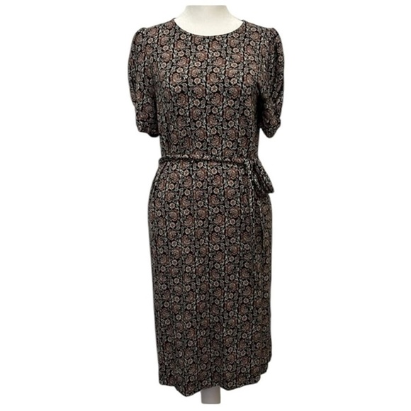 Boden Paisley Print Midi Dress with Waist Tie Short Sleeve Boho Chic Size 14R - Picture 1 of 4